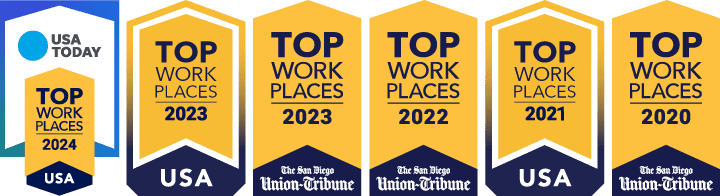 Top Places to Work logos for 2020 through 2024